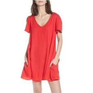 Hinge Red Throw On Mini Dress Sz XL